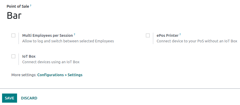 felugró ablak a gyorsbeállítások eléréséhez a POS-ban