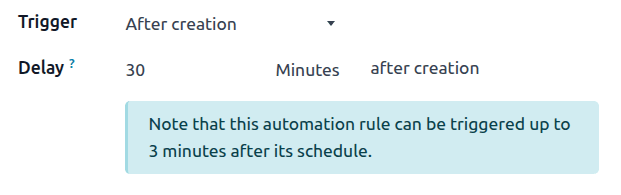 Message about possible delay after scheduled execution