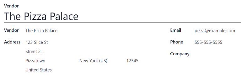 A szállító űrlap felső része kitöltve.