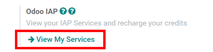 Vásároljon krediteket az Odoo IAP beállításokban.