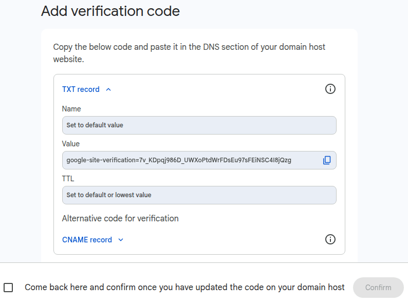 A TXT érték másolása a Google Workspace-ben